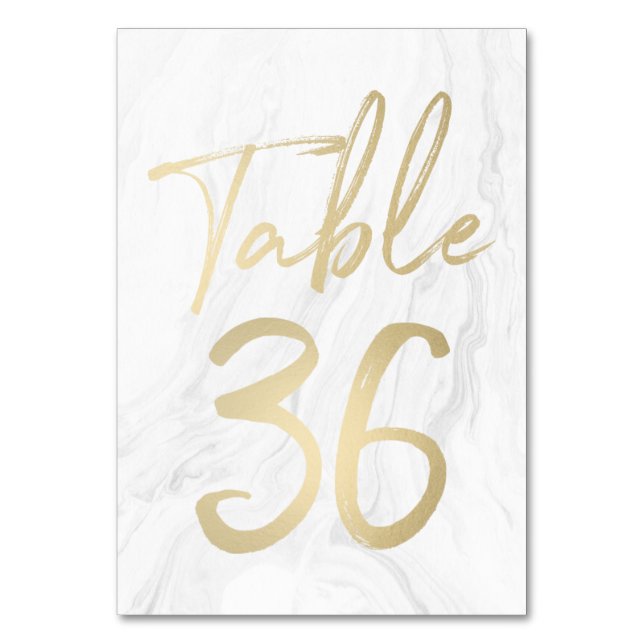 Marbre et or Script | Carte numéro de tableau 36 (Par défaut)