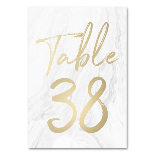Marbre et or Script | Carte numéro de tableau 38 (Par défaut)