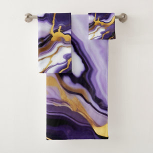 Marbre faux violet jaune or tendance gras