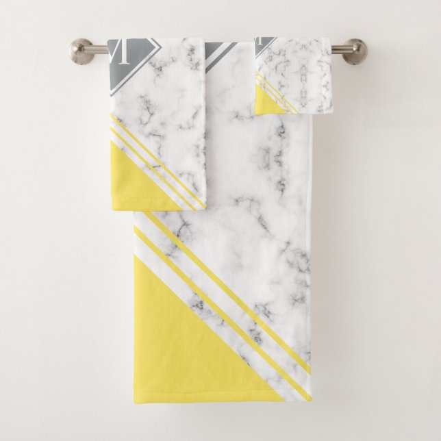 Marbre gris jaune monogramme moderne (En situation)