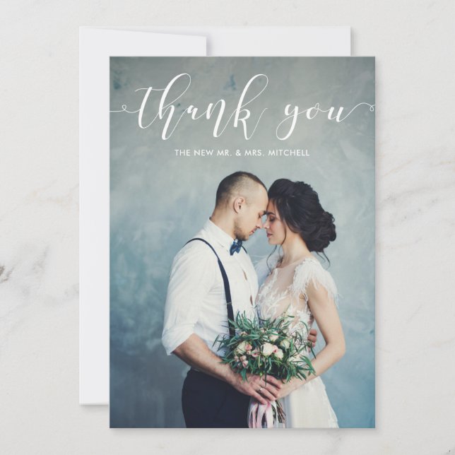 Marbre | Merci mariage avec photo (Devant)
