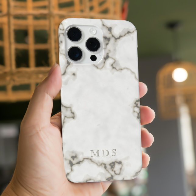 Marbre moderne Monogramme Coque-Mate coque iphone (Just add your initials)