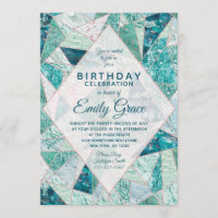 Marbre mosaïque turquoise Invitation de fête d'ann