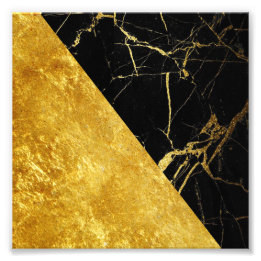 Marbre noir avec feuille d'or Carré photo Imprimer