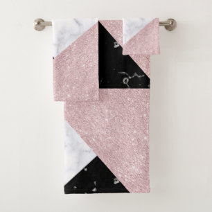 Marbre noir blanc de parties scintillantes roses