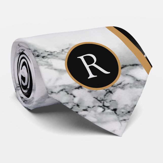 Marbre noir blanc Personnalisé Votre Cravate Lettr (Roulé)