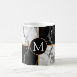 Marbre noir blanc Personnalisé Votre Mug Lettre