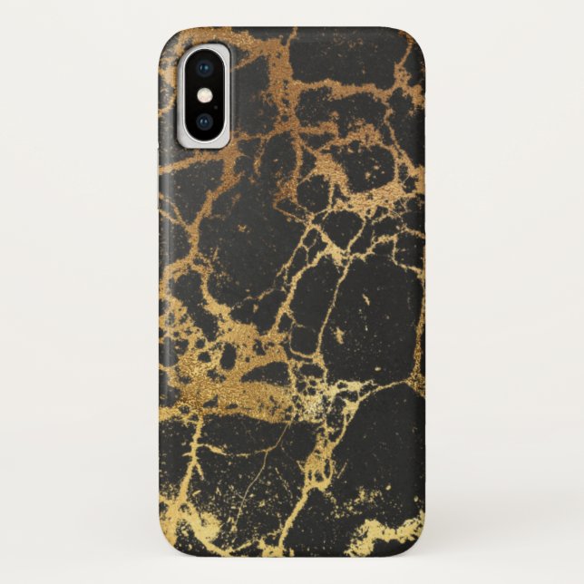 Marbre noir et or iPhone / coque ipad (Dos)