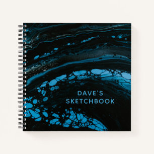 Marbre noir Livre de croquis de l'artiste avec nom