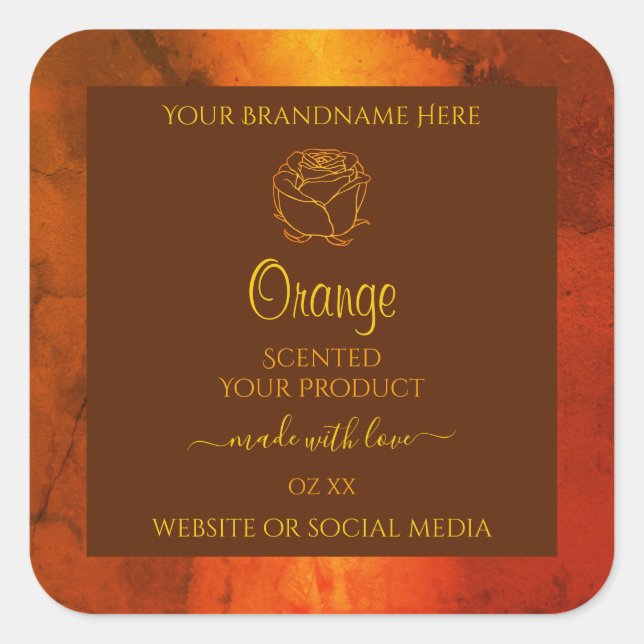 Marbre orange chatoyant Étiquette Rose (Devant)