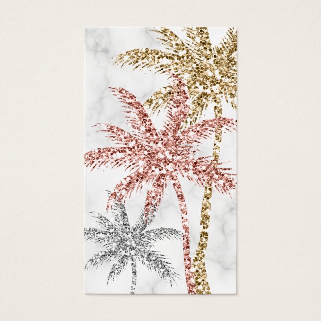 Marbre Palm Tree Feuilles Tri Gold Parties scintil (Devant)