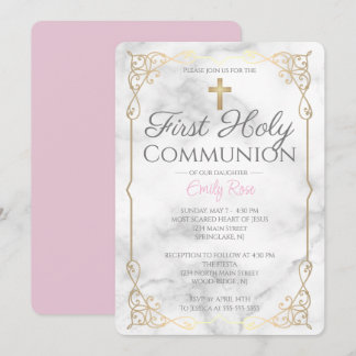 Marbre Première Sainte Communion Invitations Pour 