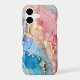 Marbre Rose Bleu Or Art Abstrait 