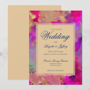 Marbre rose, encre bleue violet invitations de mar