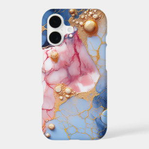 Marbre Rose et Saphir avec Perles Dorées