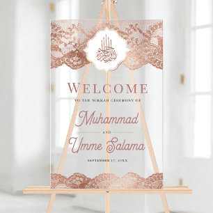 Marbre Rose Gold Lace Musulman Mariage Bienvenue