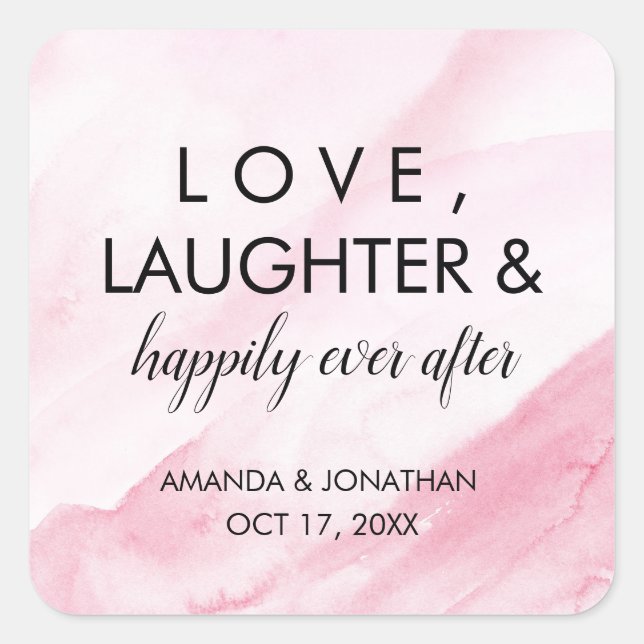 Marbre rose moderne Mariage Favor Love Sticker (Devant)