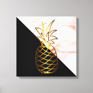 Marbre rose noir or Ananas toile Imprimer