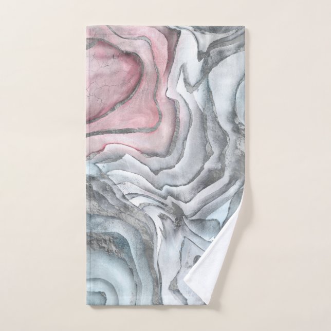 Marbre rose noir - rose pastel et argent (Serviette à main)