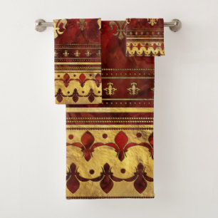 Marbre rouge et or Fleur de lis