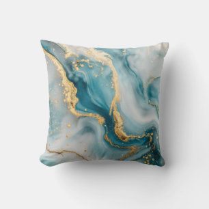 Marbre texture bleu or turquoise Jeter oreiller