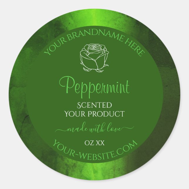 Marbre vert chatoyant Floral Étiquettes de produit (Devant)