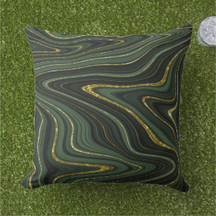 Marbre vert et or Motif extérieur Coussin