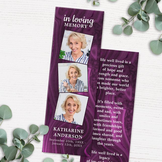 Marbre violet 3 Photo Poème funéraire Signet de pr (Créateur téléchargé)