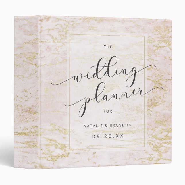 Marbres modernes en Blush Wedding planner Classeur (Devant/Côté)