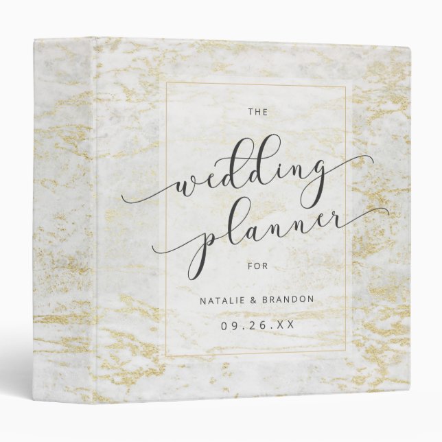 Marbres modernes en Classeur Wedding planner blanc (Devant/Côté)