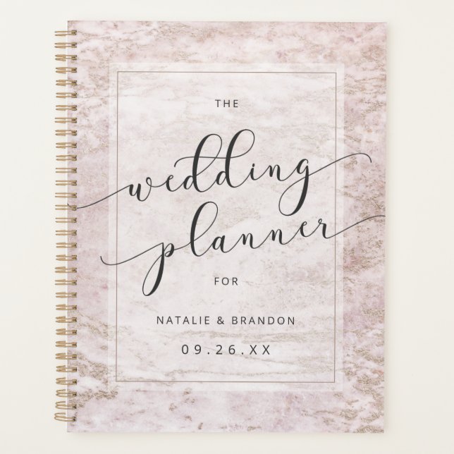 Marbres modernes en Mauve Rose Gold Mariage Plans (Devant)