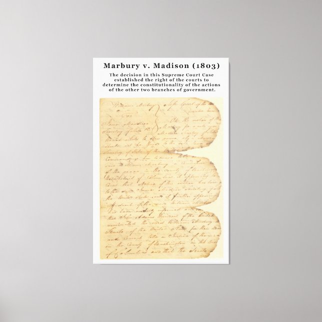 Marbury v. Madison, 5 U.S. 137 (1803) Canvas Print (Front)