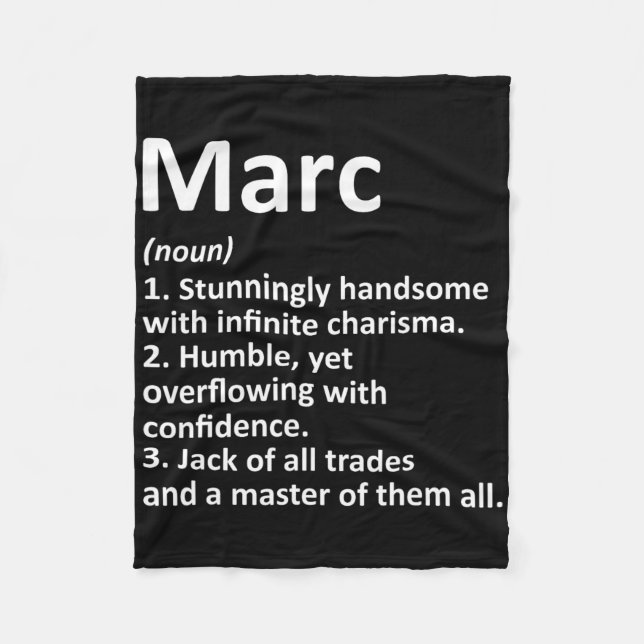 Marc Definition Personalized Name Funny Birthday G Fleece Blanket (Front)