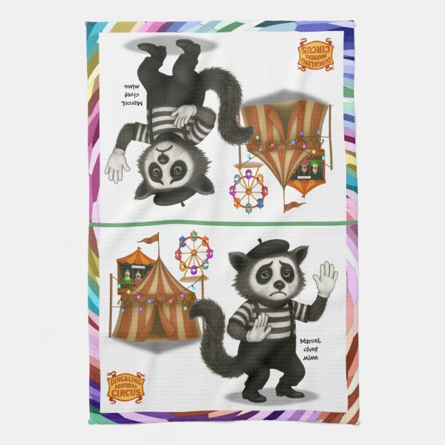 Marcel, civet mime kitchen towel (Vertical)
