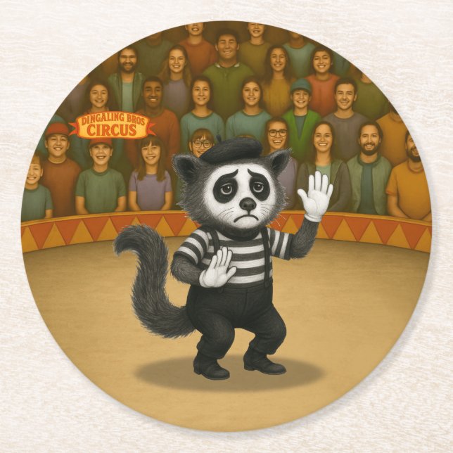 Marcel, civet mime round paper coaster (Front)