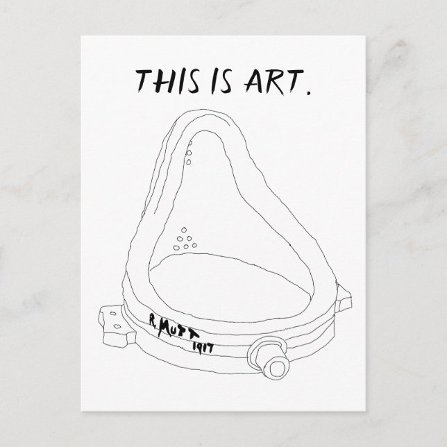 Marcel Duchamp's Fountain R.Mutt 1917 Invitation Postcard (Front)