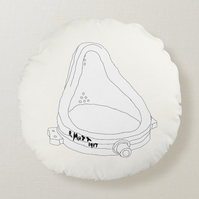 Marcel Duchamp's Fountain R.Mutt 1917 Round Pillow (Front)