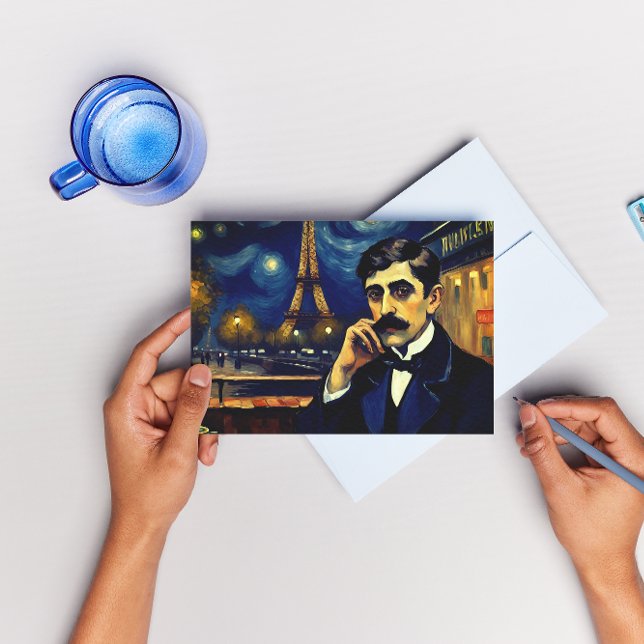 Marcel Proust in Paris -fantasy  Holiday Postcard (Creator Uploaded)