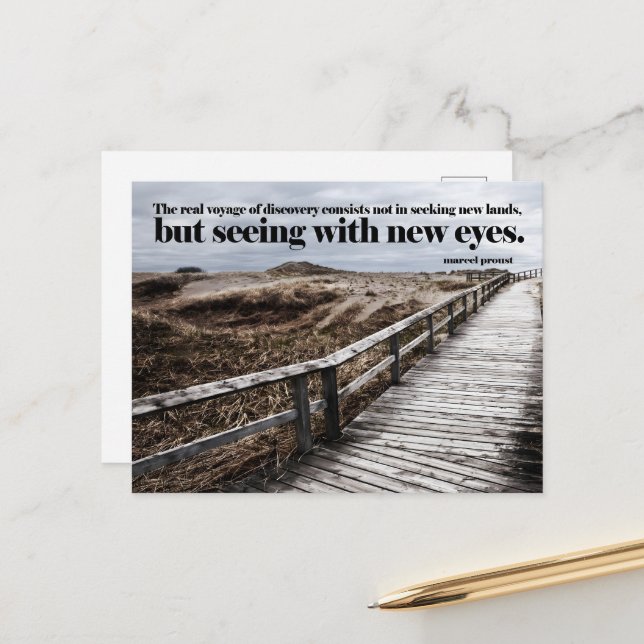 Marcel Proust Inspirational Quote "New eyes" Postcard (Front/Back In Situ)