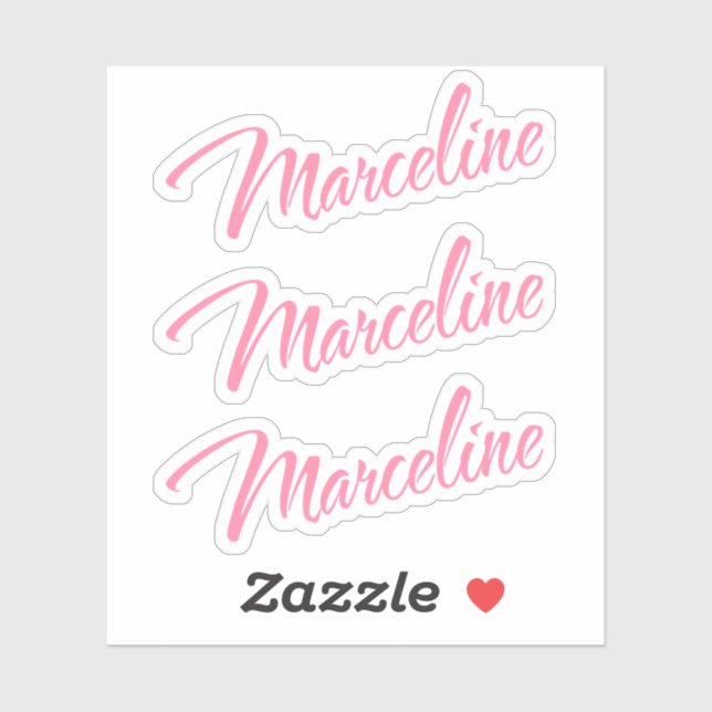 Marceline name pink cursive x3 (Sheet)