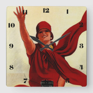 Marcello Dudovich Art Deco “Camera Advertisement” Square Wall Clock