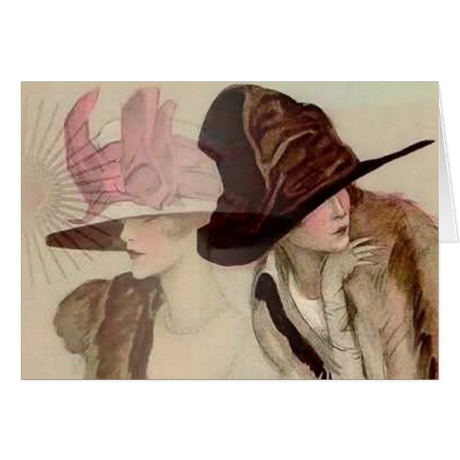 Marcello Dudovich Young Girls in Hats Illustration (Front Horizontal)
