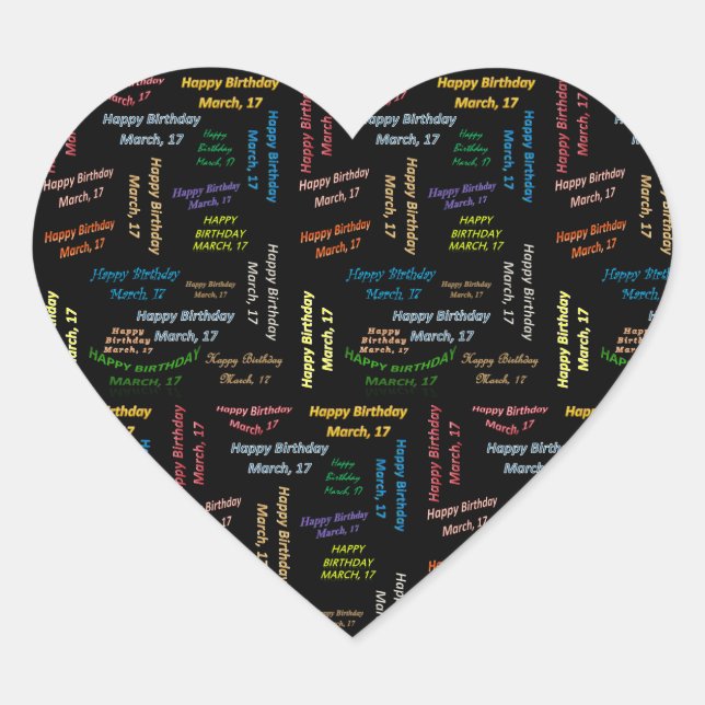 March, 17 Birthday Sticker (Front)