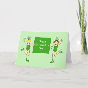 March 17th St. Patrick's Day Dancing Ladies. Card