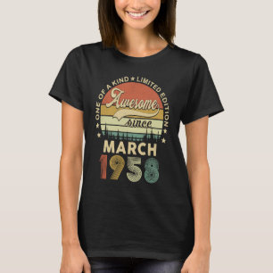 March 1958 65 Years Of Being Awesome Retro 65th Bi T-Shirt