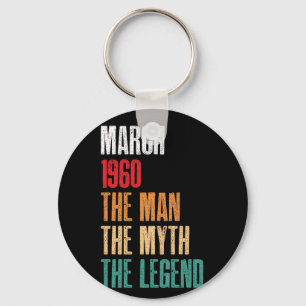 March 1960 Man Myth Legend 60th Birthday Gift 60 Keychain