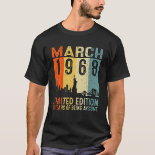 March 1968 55 Years Of Being Awesome Retro 55Th Bi T-Shirt