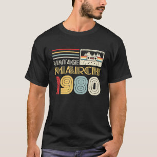 March 1980 Cassette Tape 42Nd Birthday 42 Years Ol T-Shirt