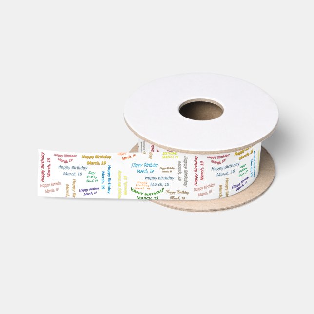 March, 19 Birthday Ribbon Satin Ribbon (Spool)