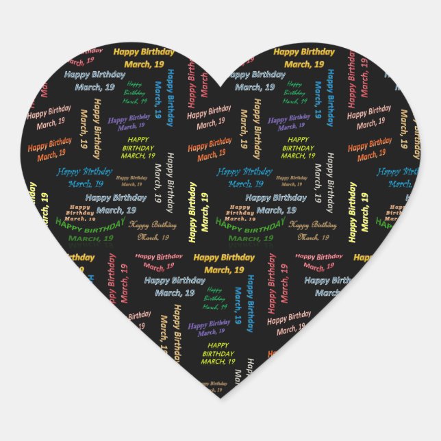 March, 19 Birthday Sticker (Front)